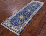 Persian Nain Hand Knotted Wool & Silk Rug - 2' 7" X 8' 2" - Golden Nile