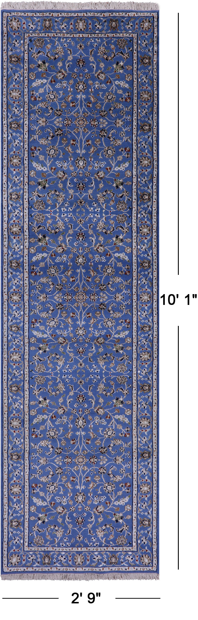 Persian Nain Handmade Wool & Silk Rug - 2' 9" X 10' 1" - Golden Nile