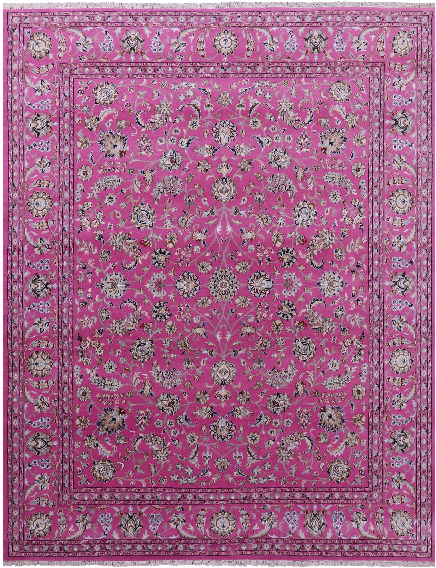 Persian Nain Hand Knotted Wool & Silk Rug - 8' 1" X 10' 2" - Golden Nile