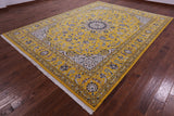 Persian Nain Hand Knotted Wool & Silk Rug - 9' 2" X 12' 2" - Golden Nile