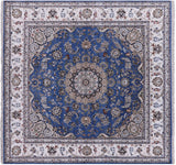 Square Persian Nain Hand Knotted Wool & Silk Rug - 7' 10" X 7' 10" - Golden Nile