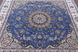 Square Persian Nain Hand Knotted Wool & Silk Rug - 7' 10" X 7' 10" - Golden Nile