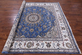 Square Persian Nain Hand Knotted Wool & Silk Rug - 7' 10" X 7' 10" - Golden Nile