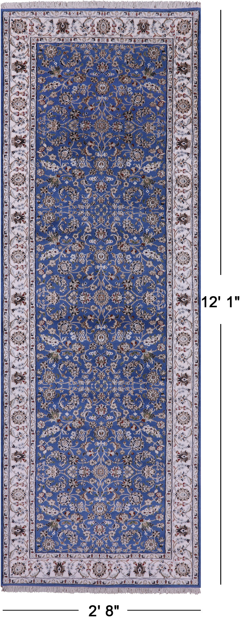 Persian Nain Hand Knotted Wool & Silk Rug - 2' 8" X 12' 1" - Golden Nile