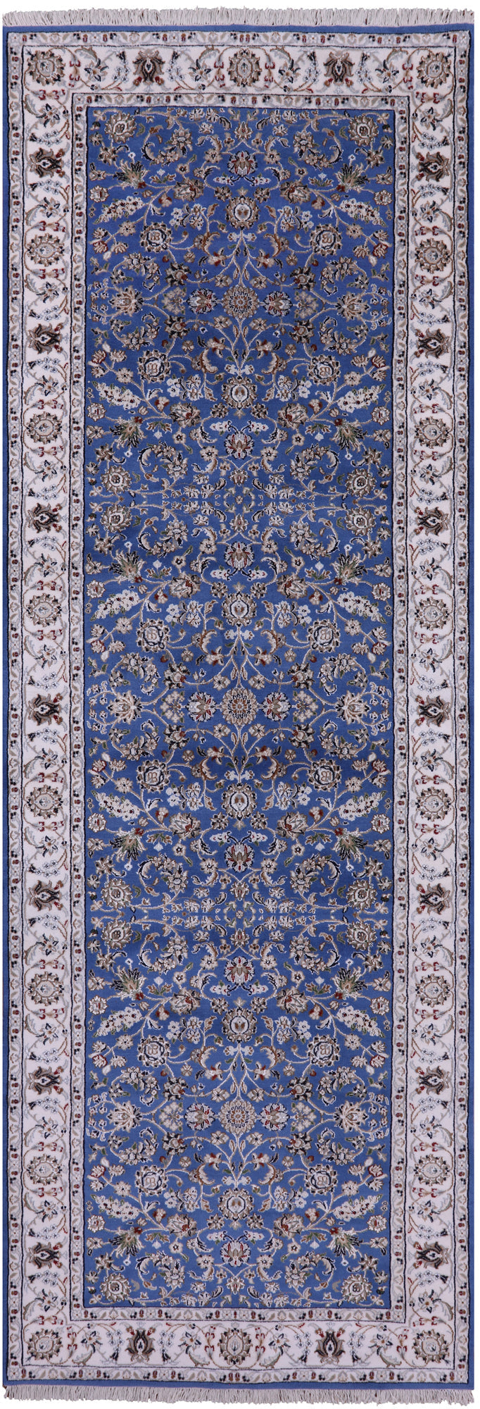 Persian Nain Hand Knotted Wool & Silk Rug - 2' 8" X 12' 1" - Golden Nile