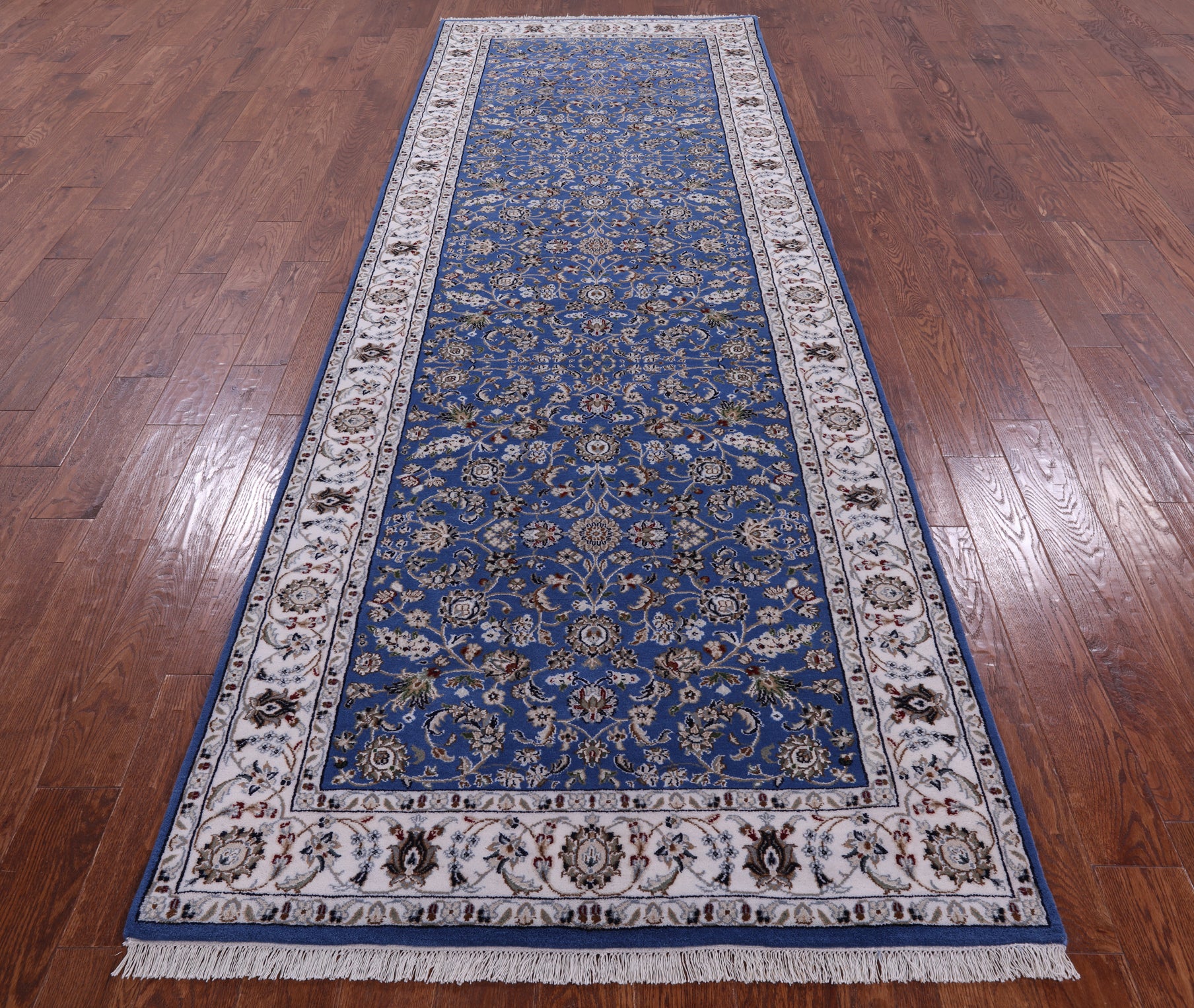 Persian Nain Hand Knotted Wool & Silk Rug - 2' 8" X 12' 1" - Golden Nile