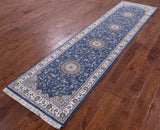 Persian Nain Hand Knotted Wool & Silk Rug - 2' 6" X 14' 0" - Golden Nile