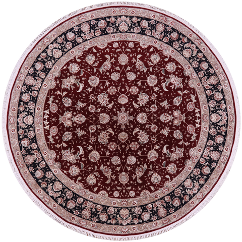 Round Persian Handmade Wool & Silk Rug - 7' 10