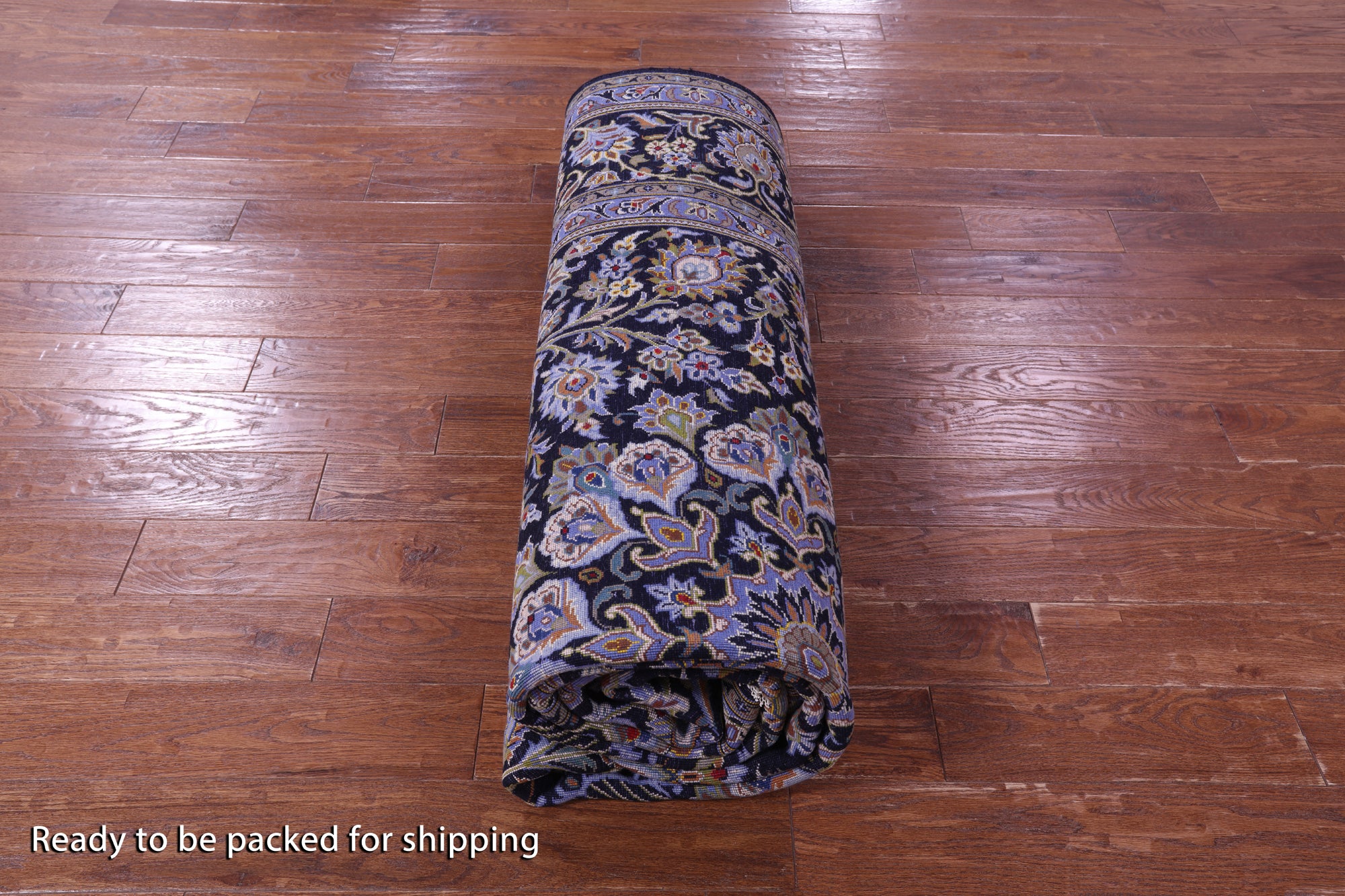 Blue Tree Of Life Persian Kashan Handmade Wool Rug - 7' 9" X 12' 2"