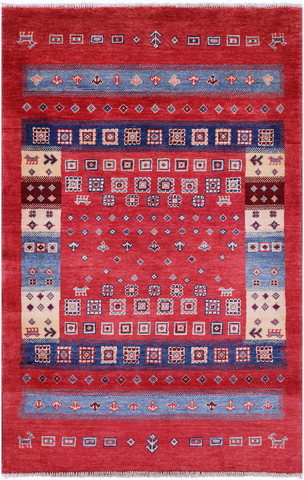 Tribal Persian Gabbeh Hand Knotted Wool Rug - 3' 2