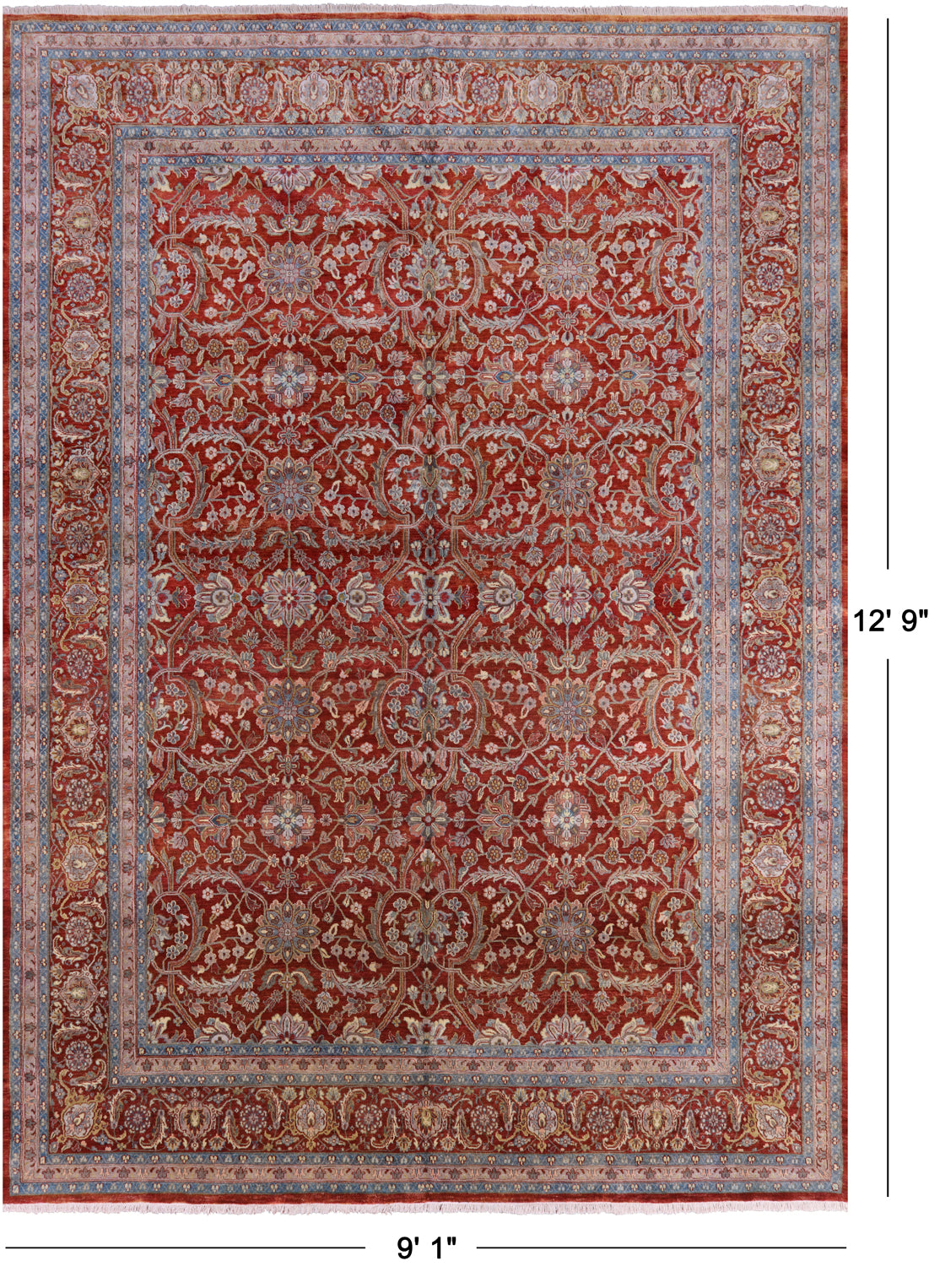 Persian Tabriz Handmade Wool Rug - 9' 1" X 12' 9" - Golden Nile