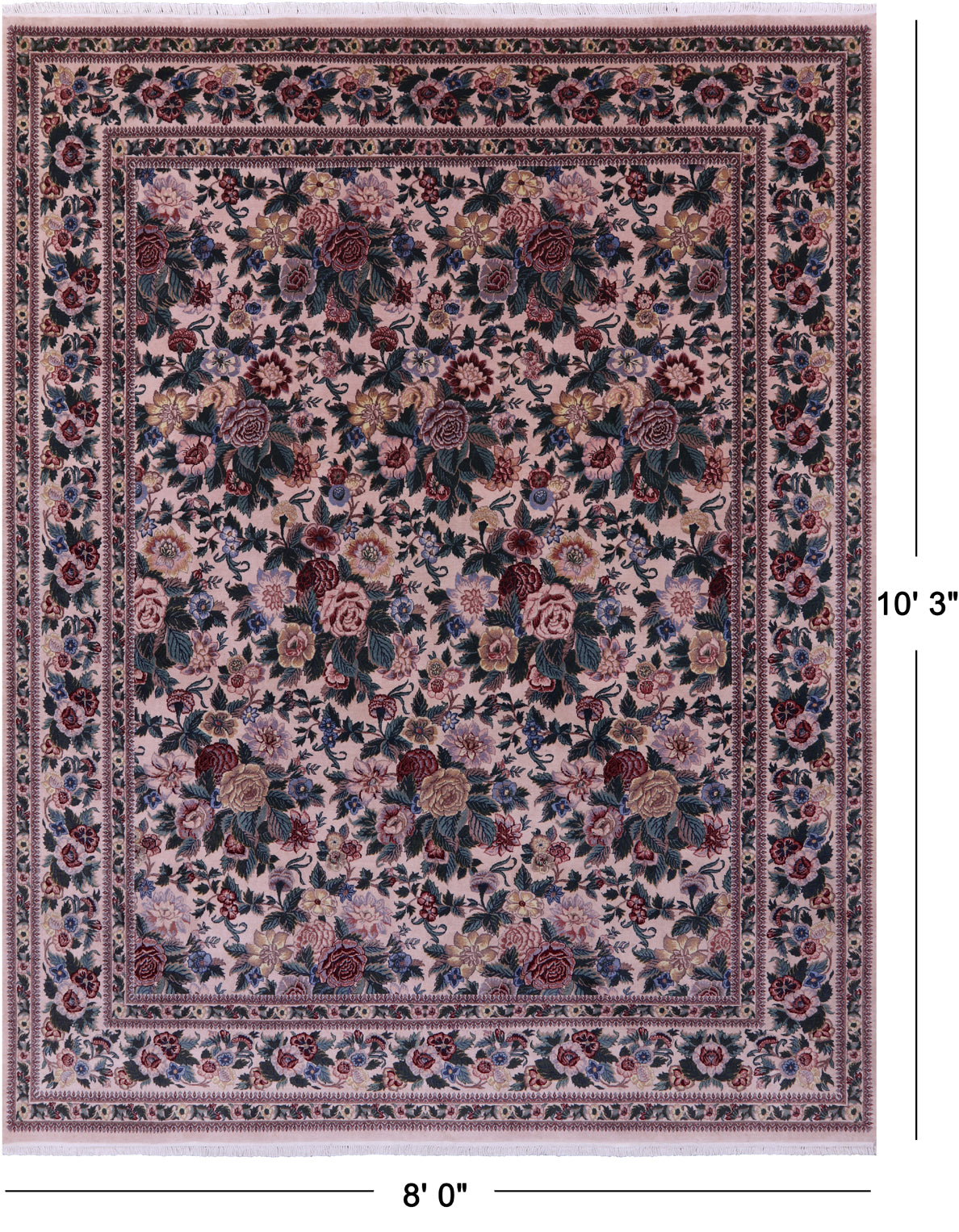 Ivory William Morris Hand Knotted Wool Rug - 8' 0" X 10' 3"