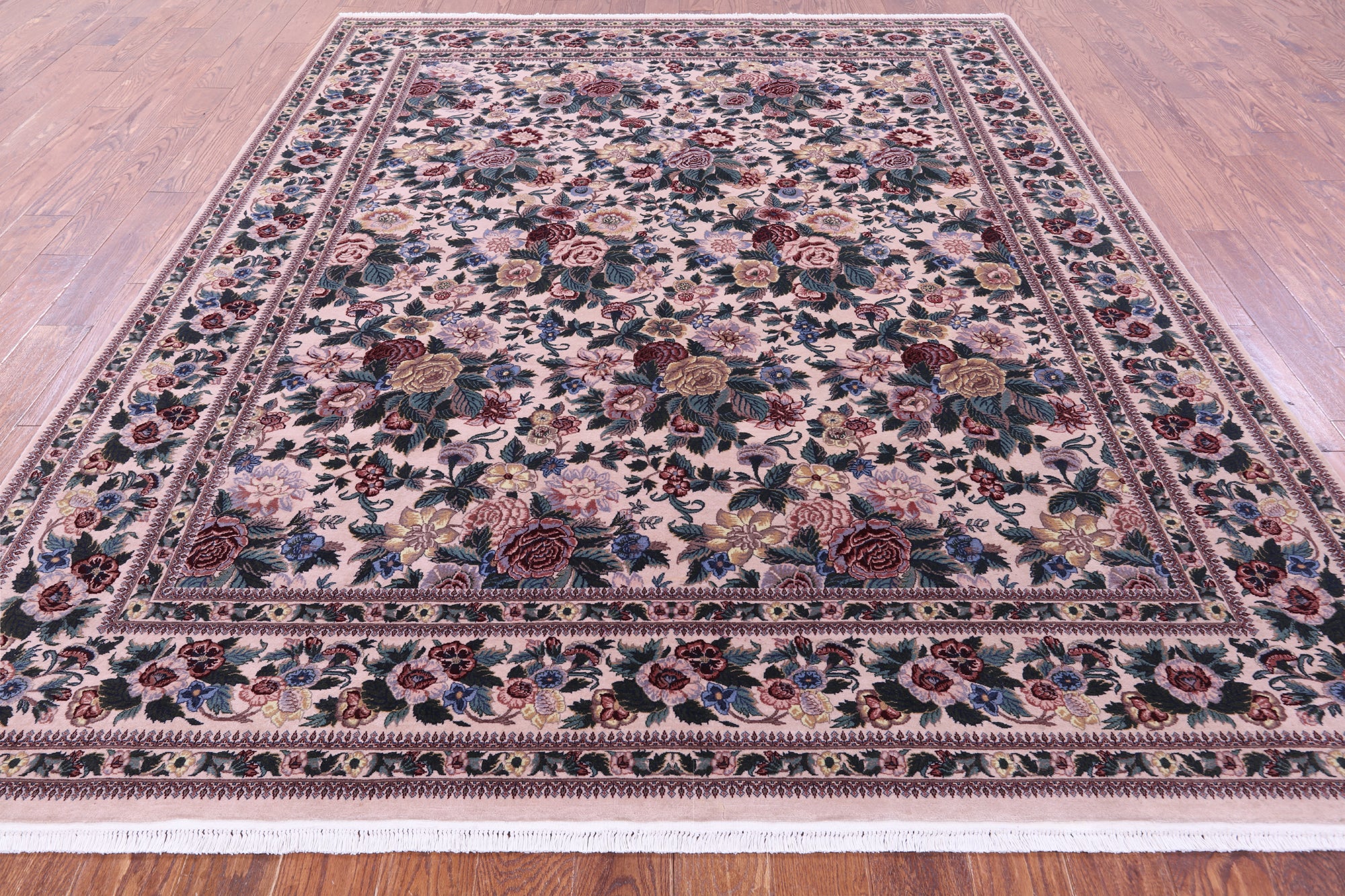 Ivory William Morris Hand Knotted Wool Rug - 8' 0" X 10' 3"