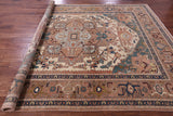 Antiqued Persian Heriz Serapi Hand Knotted Wool Rug - 8' 0" X 10' 3" - Golden Nile