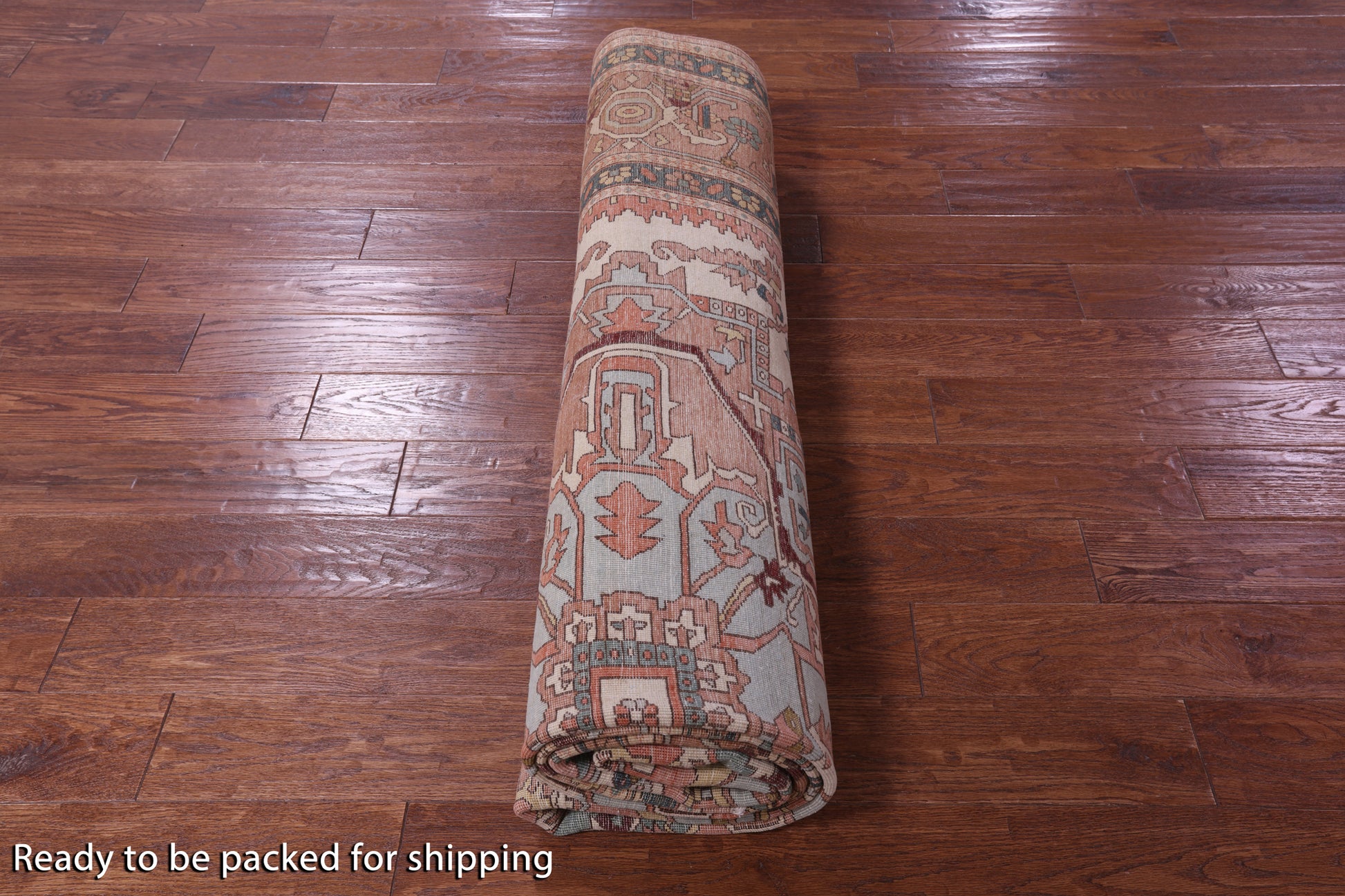 Antiqued Persian Heriz Serapi Hand Knotted Wool Rug - 8' 0" X 10' 3" - Golden Nile