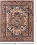 Antiqued Persian Heriz Serapi Hand Knotted Wool Rug - 8' 0" X 10' 3" - Golden Nile