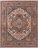 Antiqued Persian Heriz Serapi Hand Knotted Wool Rug - 8' 0" X 10' 3" - Golden Nile