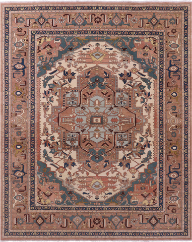 Antiqued Persian Heriz Serapi Hand Knotted Wool Rug - 8' 0