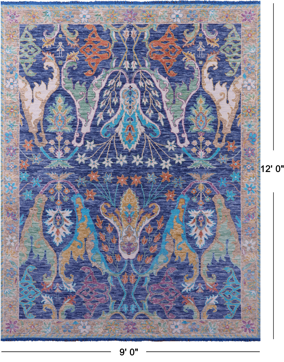 Turkish Oushak Hand Knotted Wool Rug - 9' 0" X 12' 0" - Golden Nile