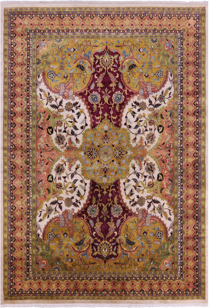 Persian Tabriz Hand Knotted Wool Rug - 8' 7" X 12' 4" - Golden Nile