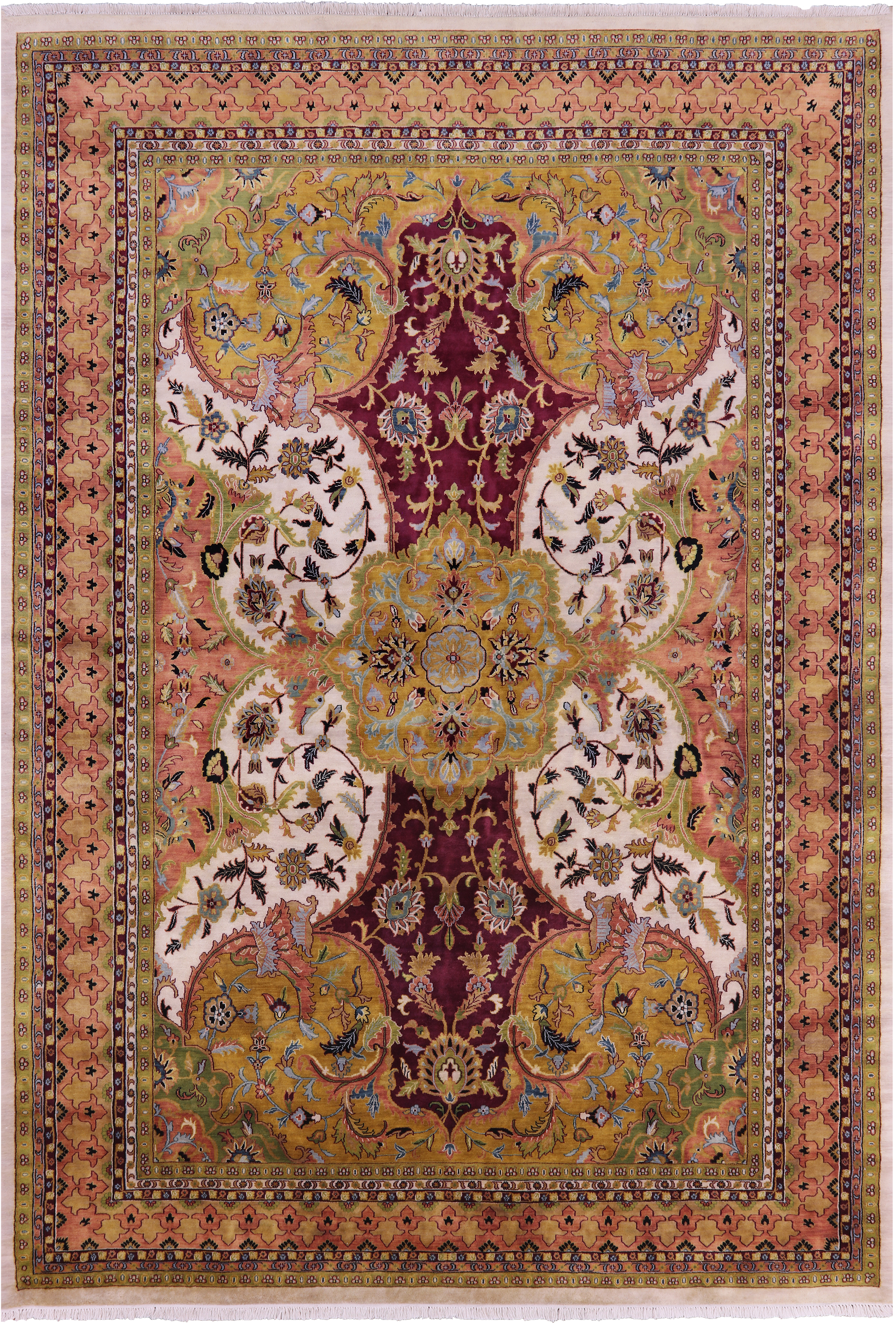 Persian Tabriz Hand Knotted Wool Rug - 8' 7" X 12' 4" - Golden Nile