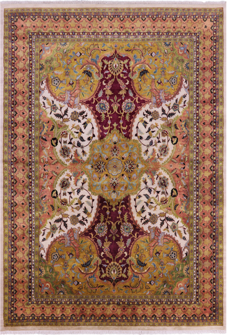 Persian Tabriz Hand Knotted Wool Rug - 8' 7
