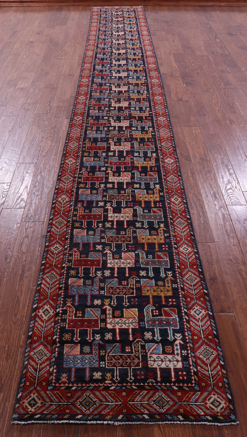 Tribal Persian Gabbeh Handmade Wool Rug - 2' 7" X 19' 0" - Golden Nile