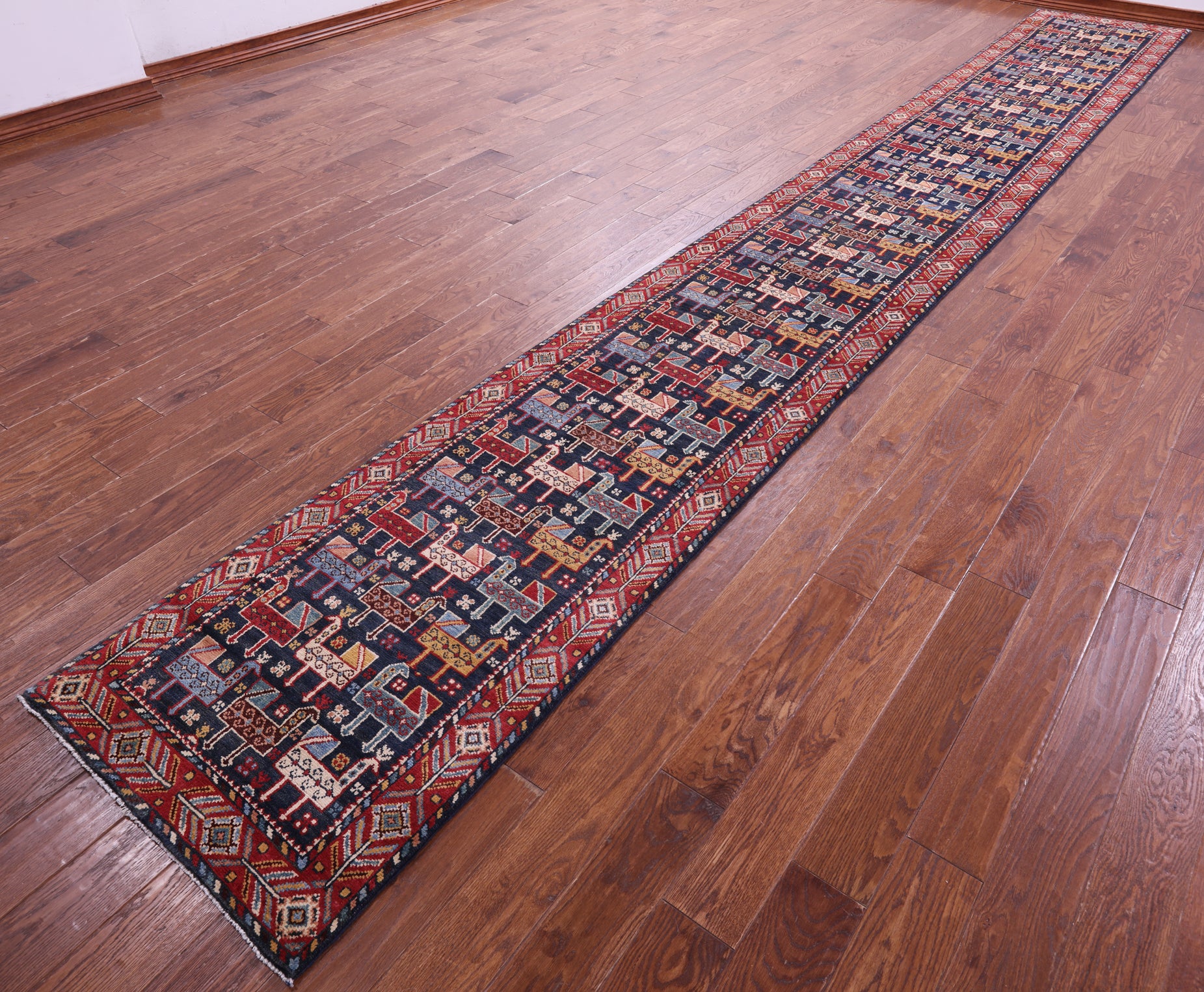 Tribal Persian Gabbeh Handmade Wool Rug - 2' 7" X 19' 0" - Golden Nile