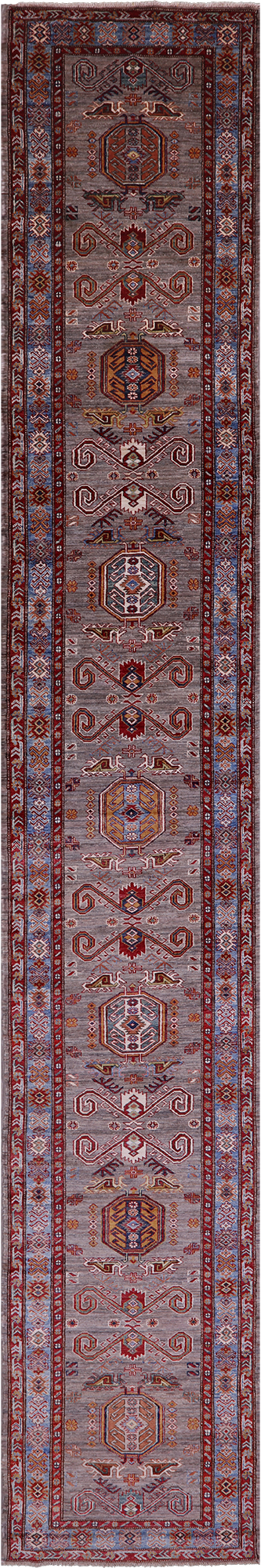 Super Kazak Handmade Wool Rug - 3' 0" X 19' 2" - Golden Nile