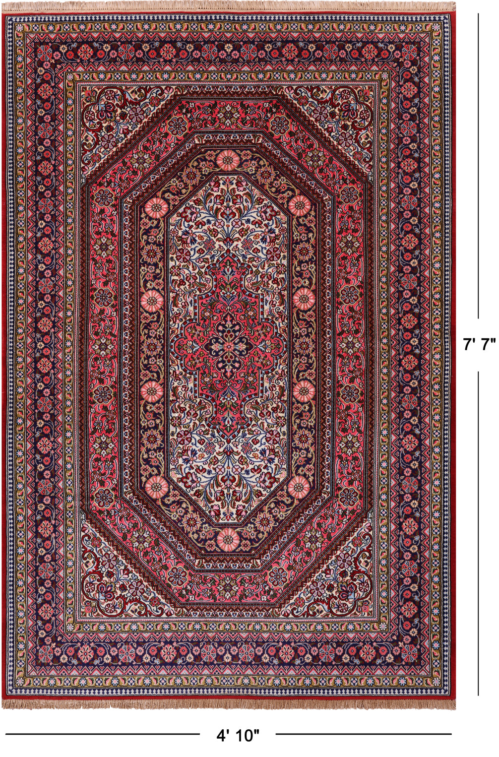 Persian Qum Hand Knotted Wool Rug - 4' 10" X 7' 7" - Golden Nile