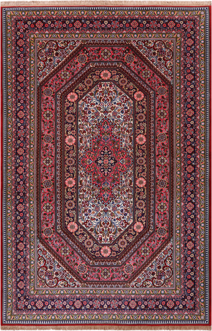 Persian Qum Hand Knotted Wool Rug - 4' 10