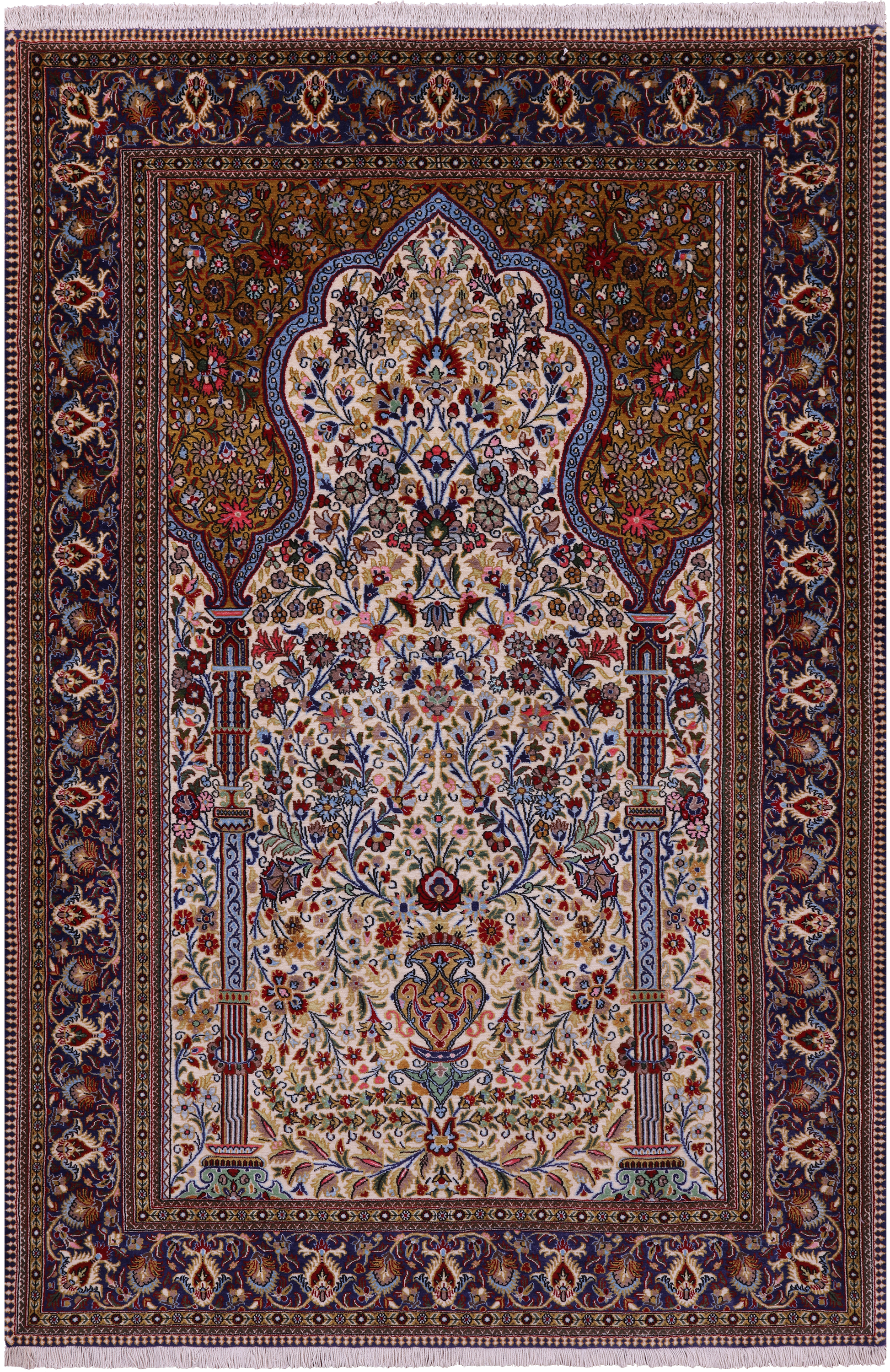 Persian Qum Handmade Wool Rug - 4' 8" X 7' 0" - Golden Nile