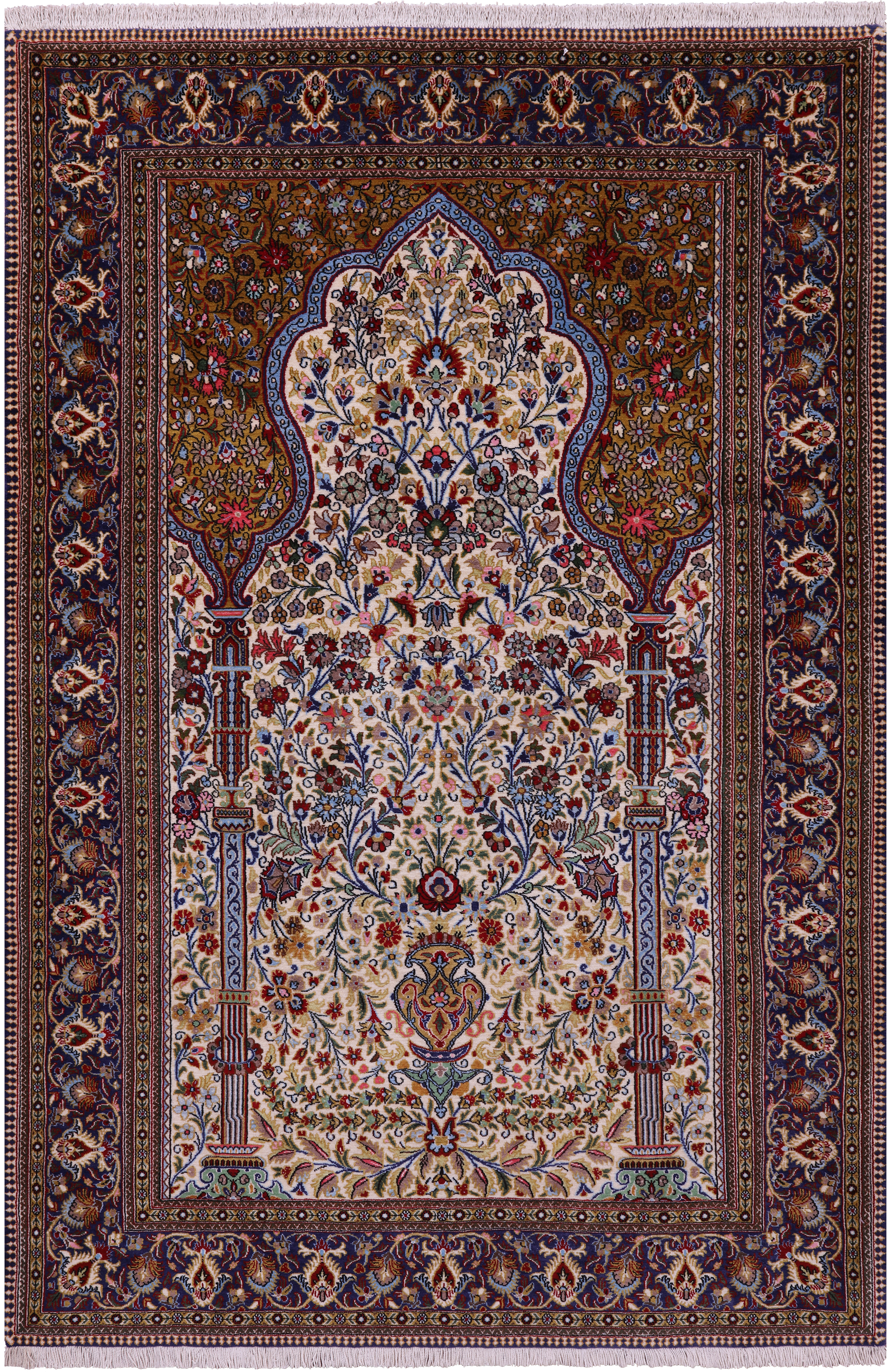 Persian Qum Handmade Wool Rug - 4' 8" X 7' 0" - Golden Nile