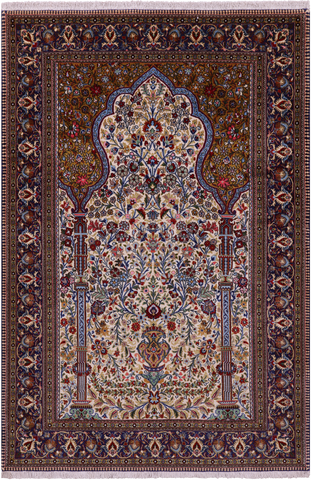 Persian Qum Handmade Wool Rug - 4' 8