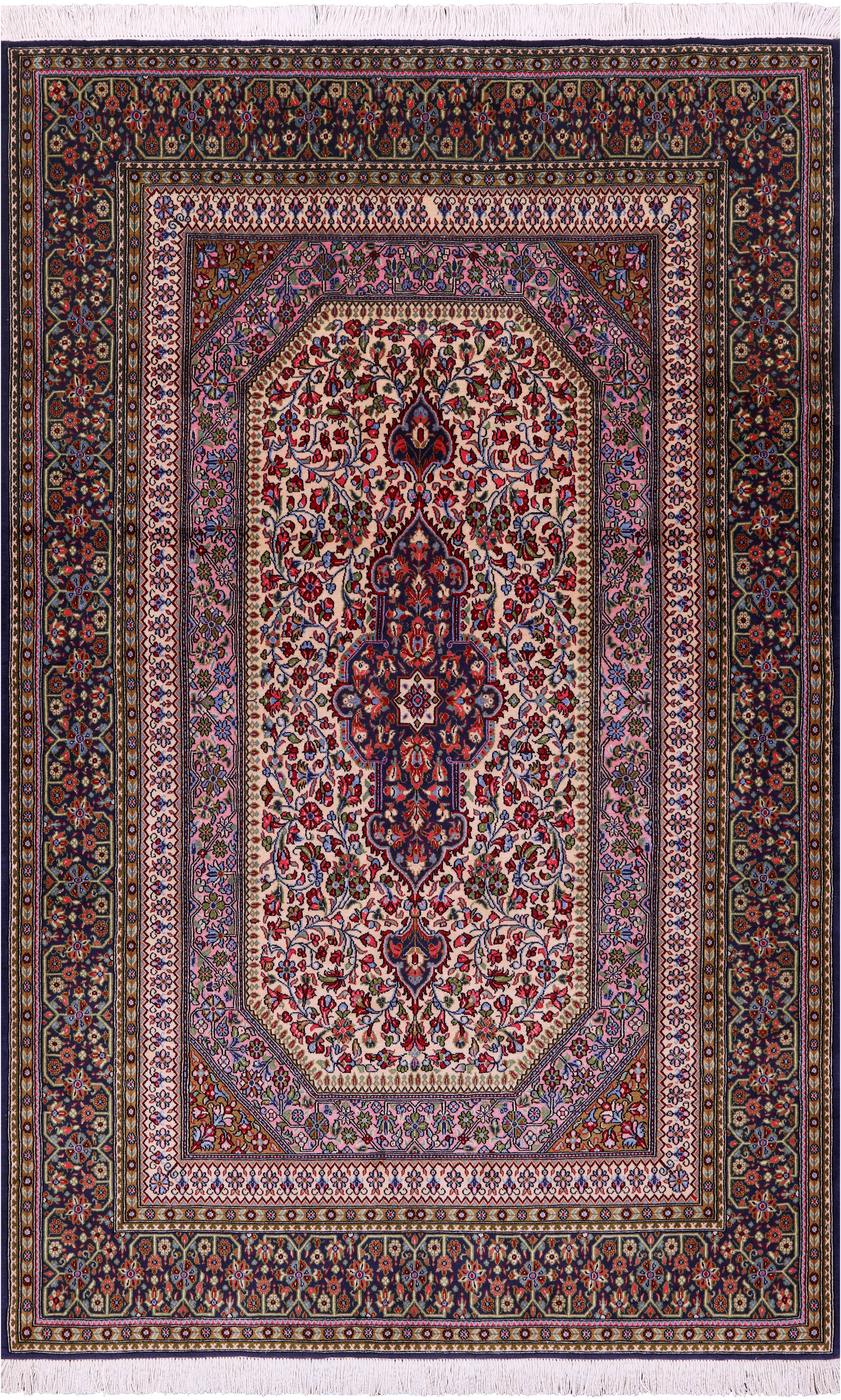Persian Qum Hand Knotted Wool Rug - 4' 10" X 7' 1" - Golden Nile