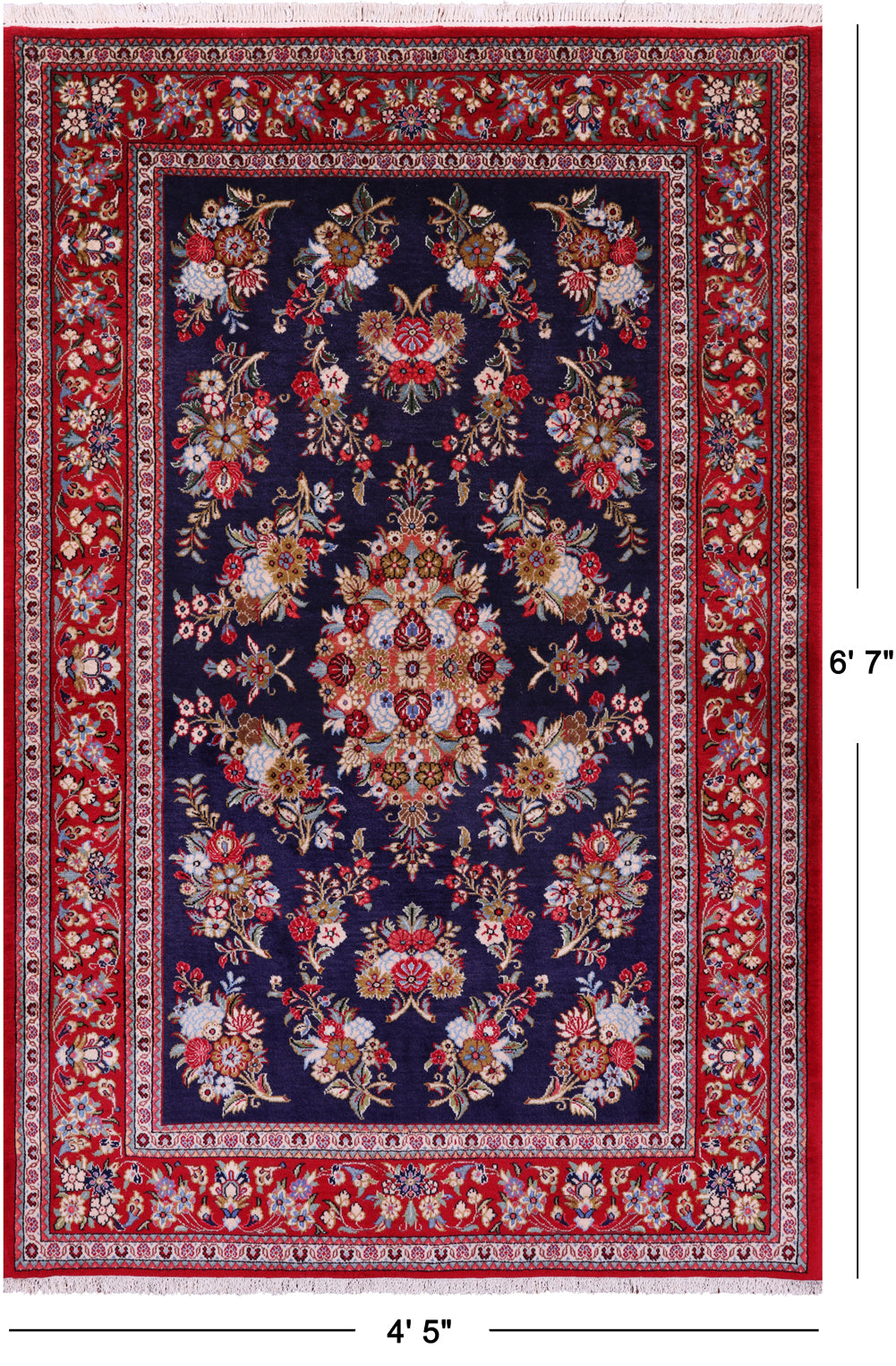 Persian Qum Hand Knotted Wool Rug - 4' 5" X 6' 7" - Golden Nile