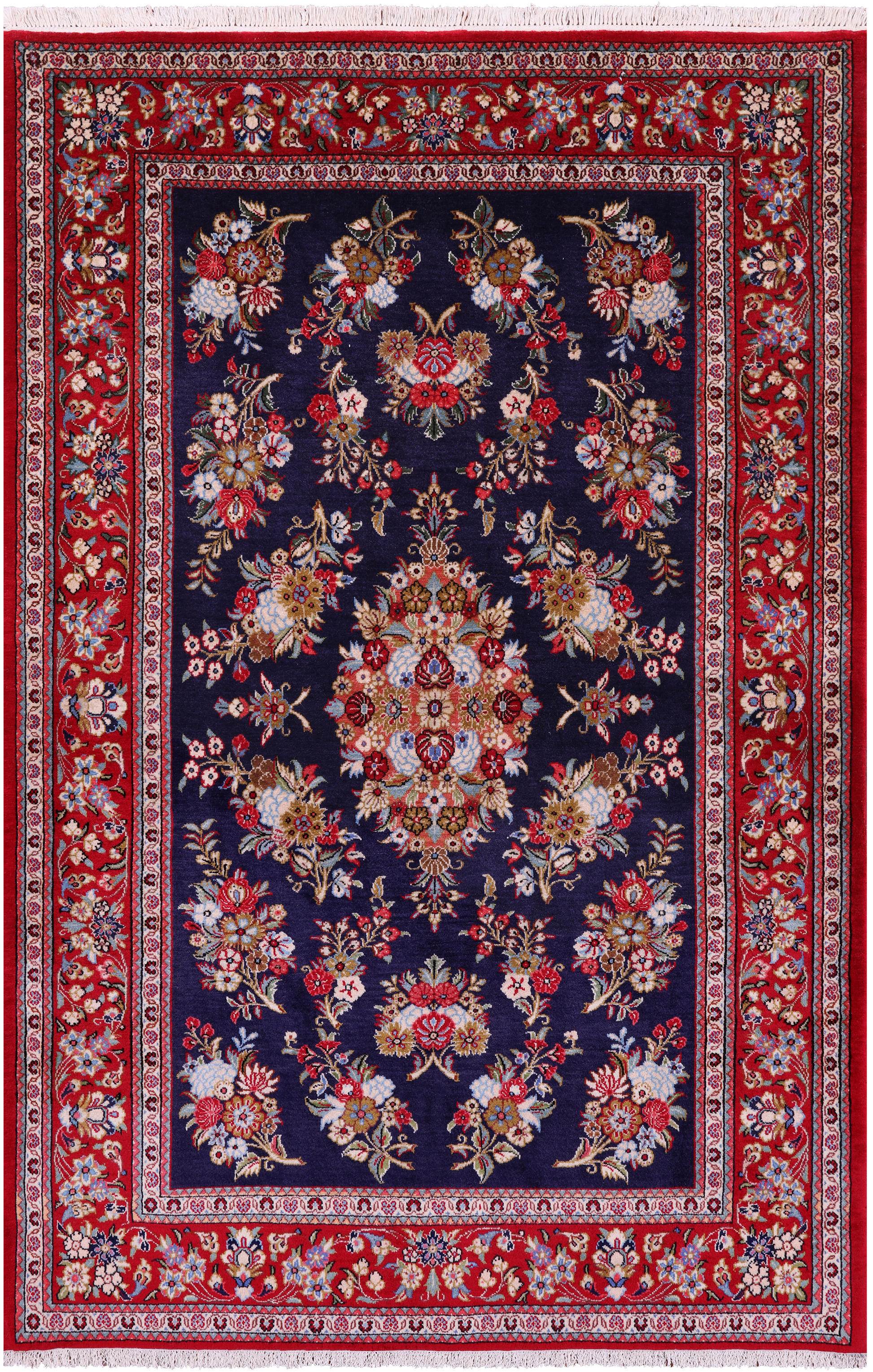 Persian Qum Hand Knotted Wool Rug - 4' 5" X 6' 7" - Golden Nile