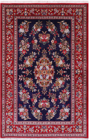 Persian Qum Hand Knotted Wool Rug - 4' 5