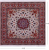 Ivory Square High End Persian Tabriz Handmade Wool & Silk Rug - 4' 10" X 4' 10" - Golden Nile