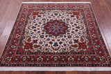 Ivory Square High End Persian Tabriz Handmade Wool & Silk Rug - 4' 10" X 4' 10" - Golden Nile