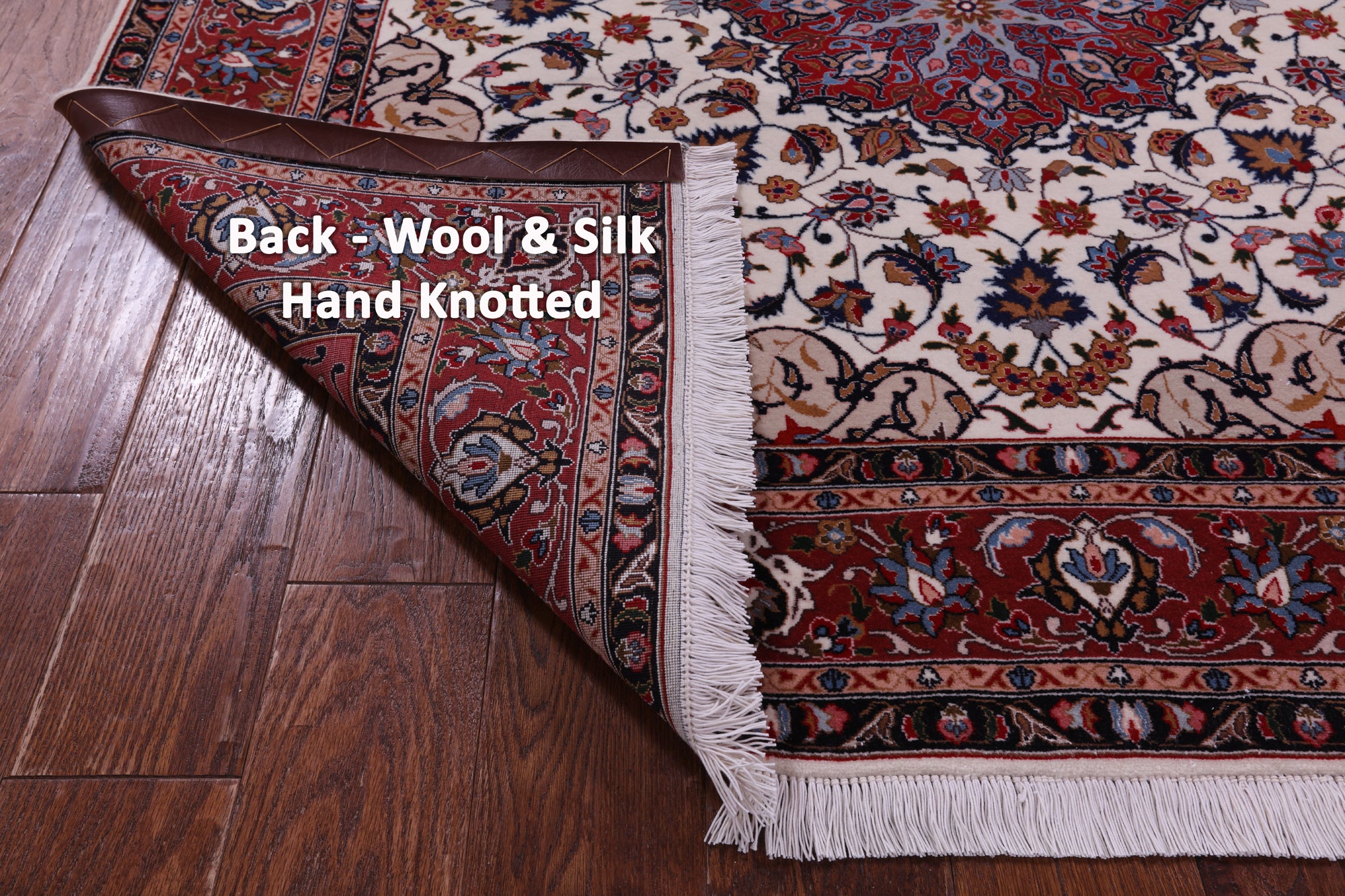 Ivory Square High End Persian Tabriz Handmade Wool & Silk Rug - 4' 10" X 4' 10" - Golden Nile