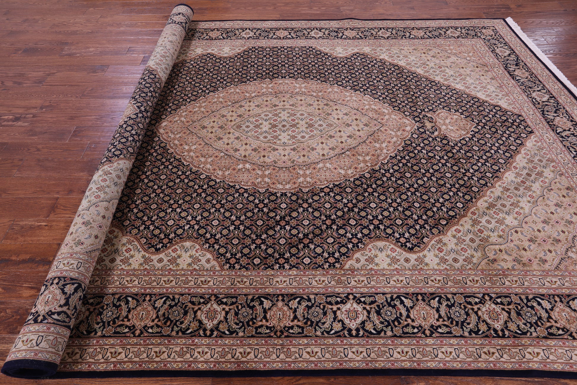 Persian Tabriz Hand Knotted Wool & Silk Rug - 8' 6" X 11' 7" - Golden Nile