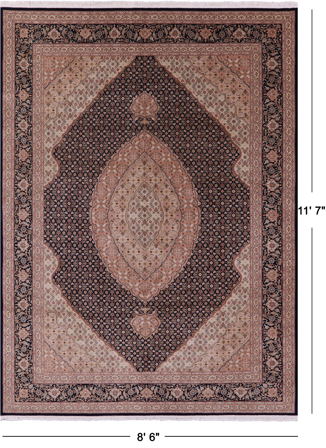 Persian Tabriz Hand Knotted Wool & Silk Rug - 8' 6" X 11' 7" - Golden Nile