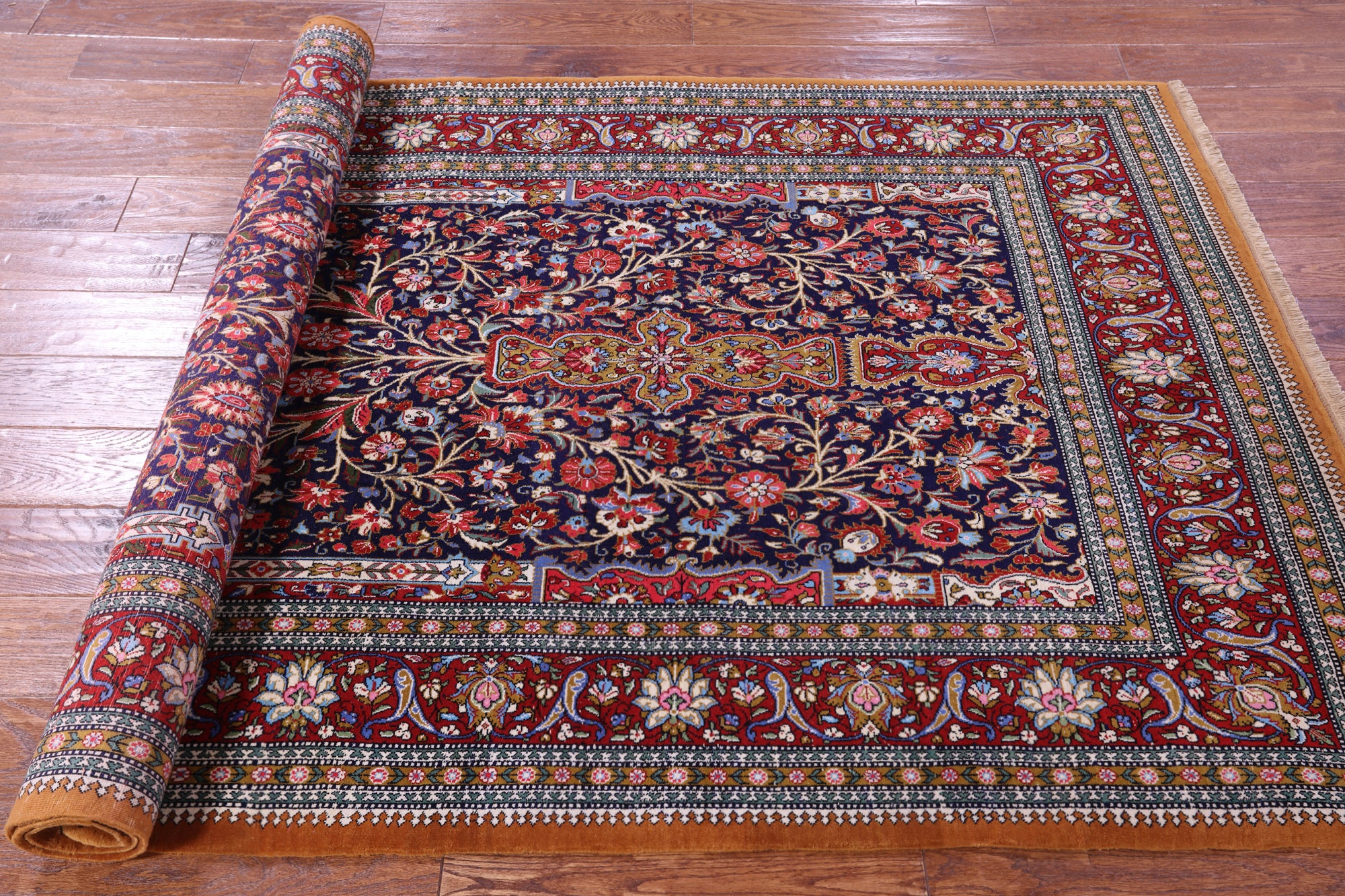 Black Persian Qum Handmade Wool Rug - 4' 5" X 7' 8"