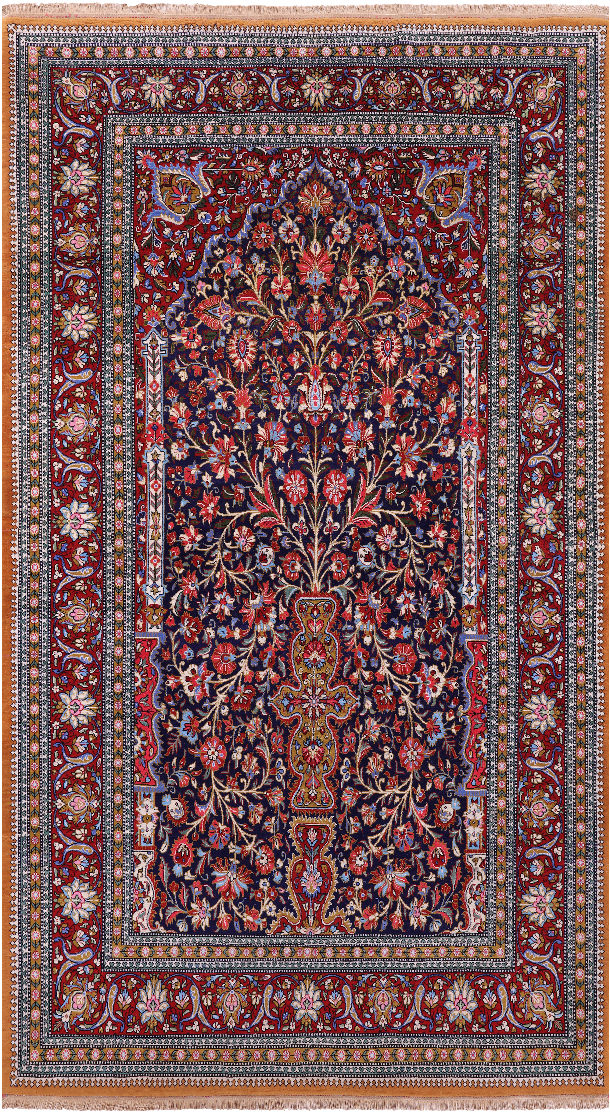 Black Persian Qum Handmade Wool Rug - 4' 5" X 7' 8" - Golden Nile