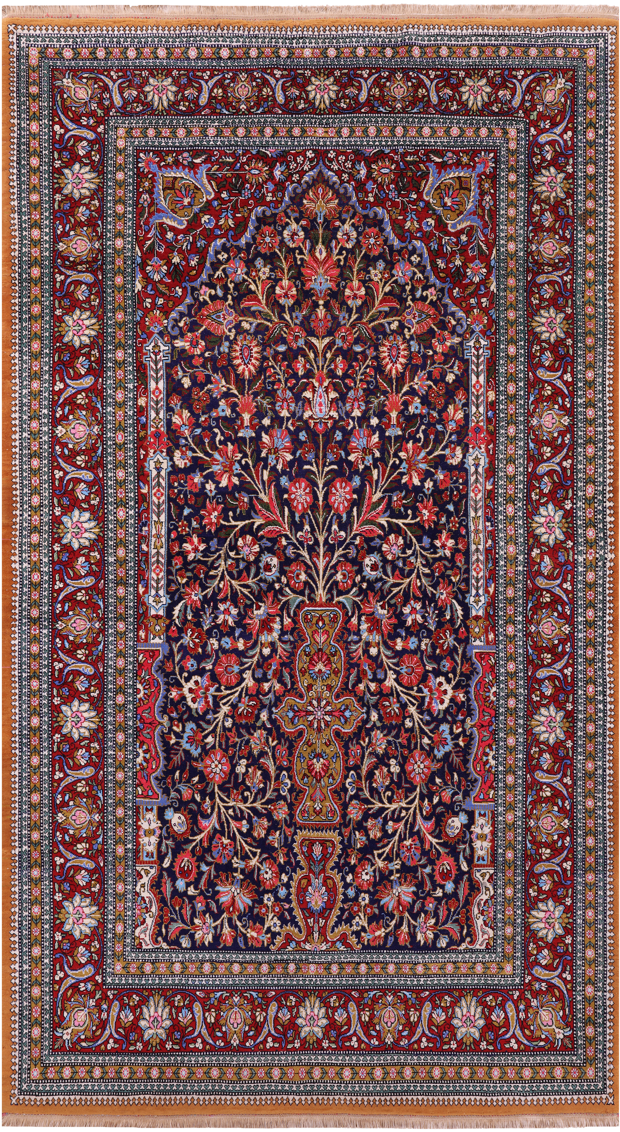 Black Persian Qum Handmade Wool Rug - 4' 5" X 7' 8"