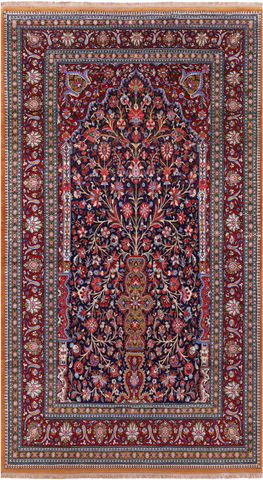 Black Persian Qum Handmade Wool Rug - 4' 5