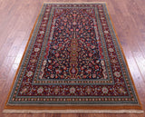 Black Persian Qum Handmade Wool Rug - 4' 5" X 7' 8"