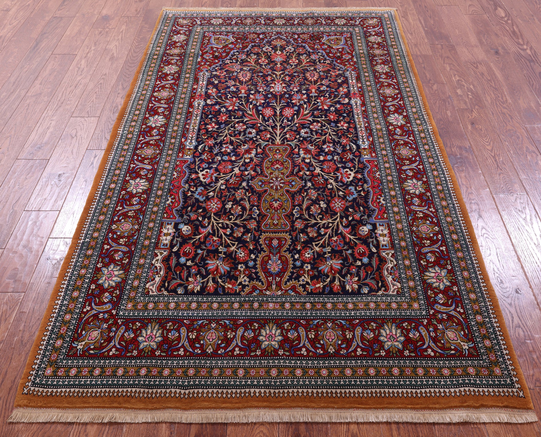 Black Persian Qum Handmade Wool Rug - 4' 5" X 7' 8"