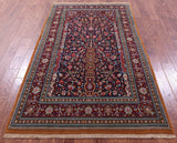 Black Persian Qum Handmade Wool Rug - 4' 5" X 7' 8" - Golden Nile